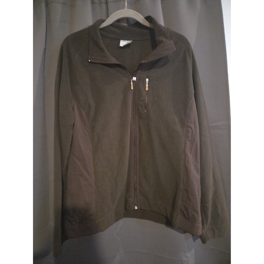 Danskin Now Women's XL Fleece Jacket Brown Full Zip Collared Zipped Pockets